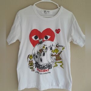 Comme des Garcons White Short Sleeve T-Shirt Size M Play Grinch Dr. Seuss